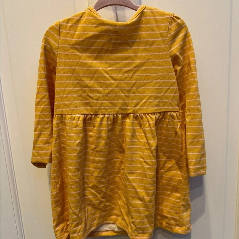 NWOT Okie Dokie 2T Yellow and Pink Striped Girls Ling Sleeve Casual Dress